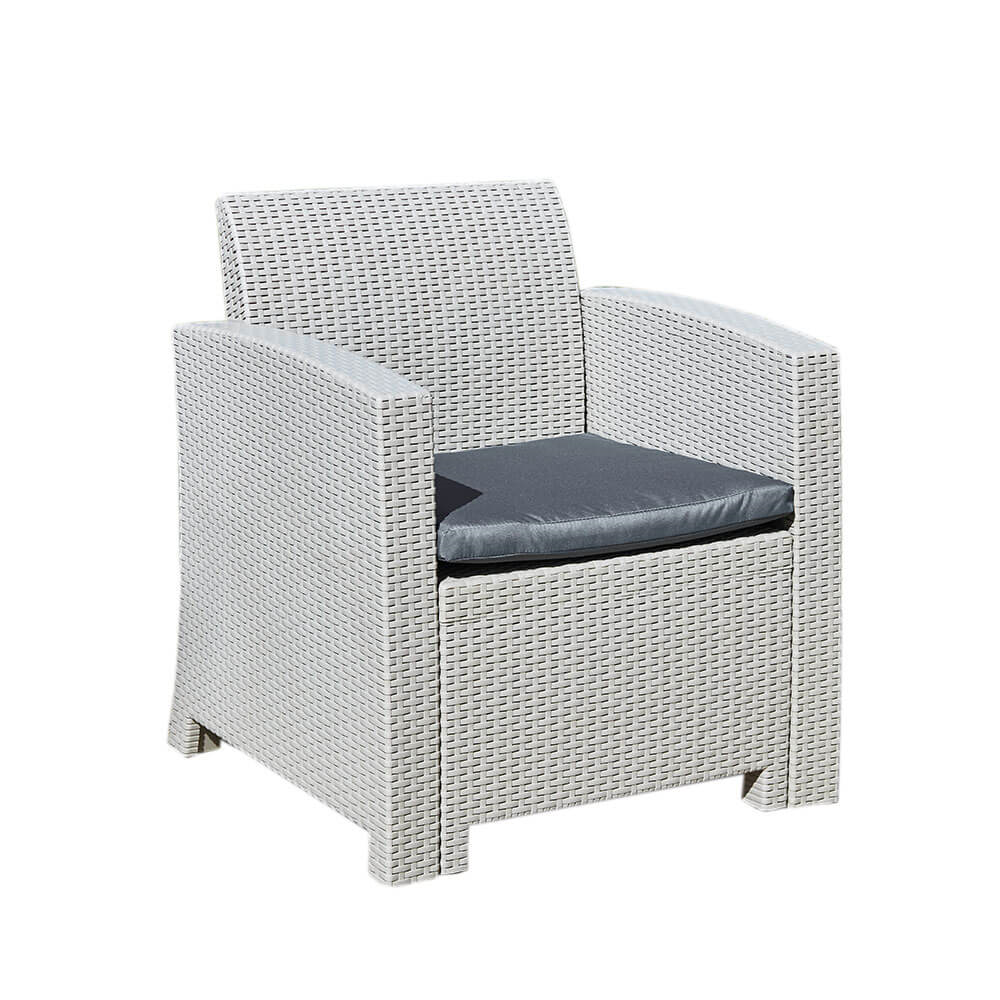 Rattan Effect Garden Armchair in Grey with Cushion | Marbella